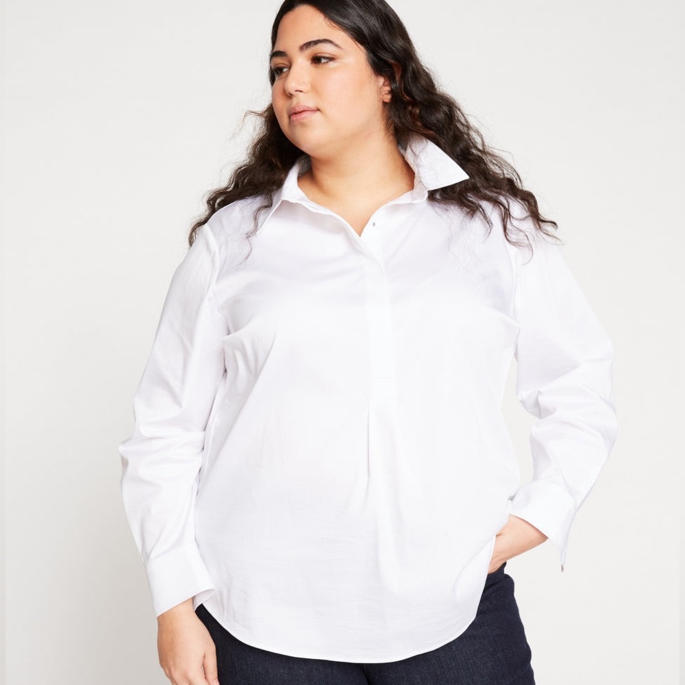 Universal Standard Elbe Popover Stretch Poplin Shirt Classic Fit